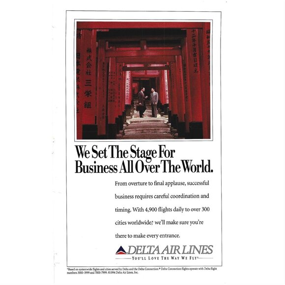 Delta Airlines Business All Over the World 1990s Vintage Print Ad - Picture 1 of 4